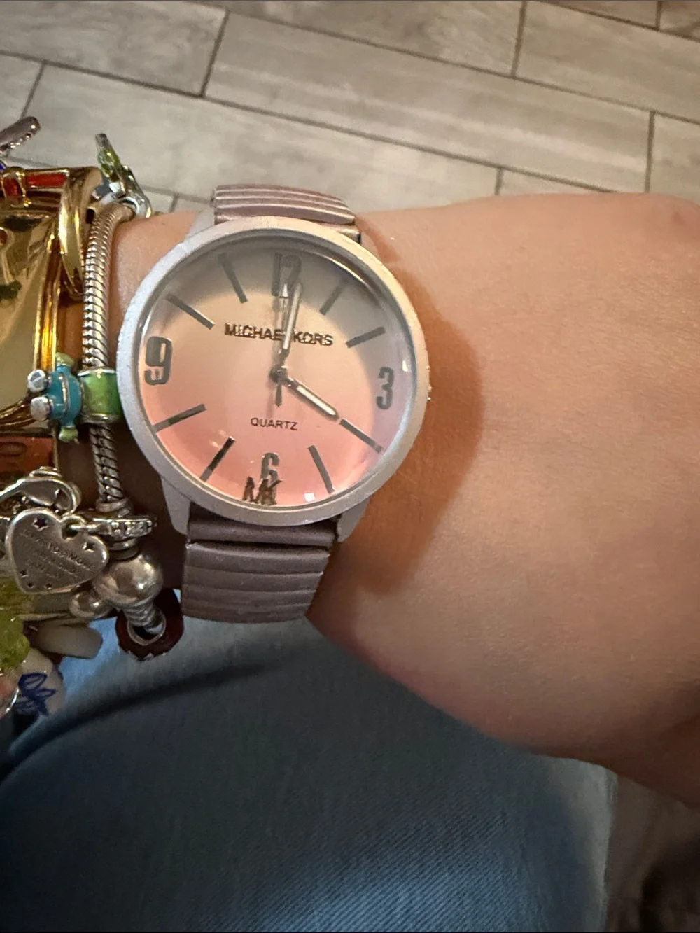 Michael Kors Pink Gradient Dial Stretch Bracelet Watch